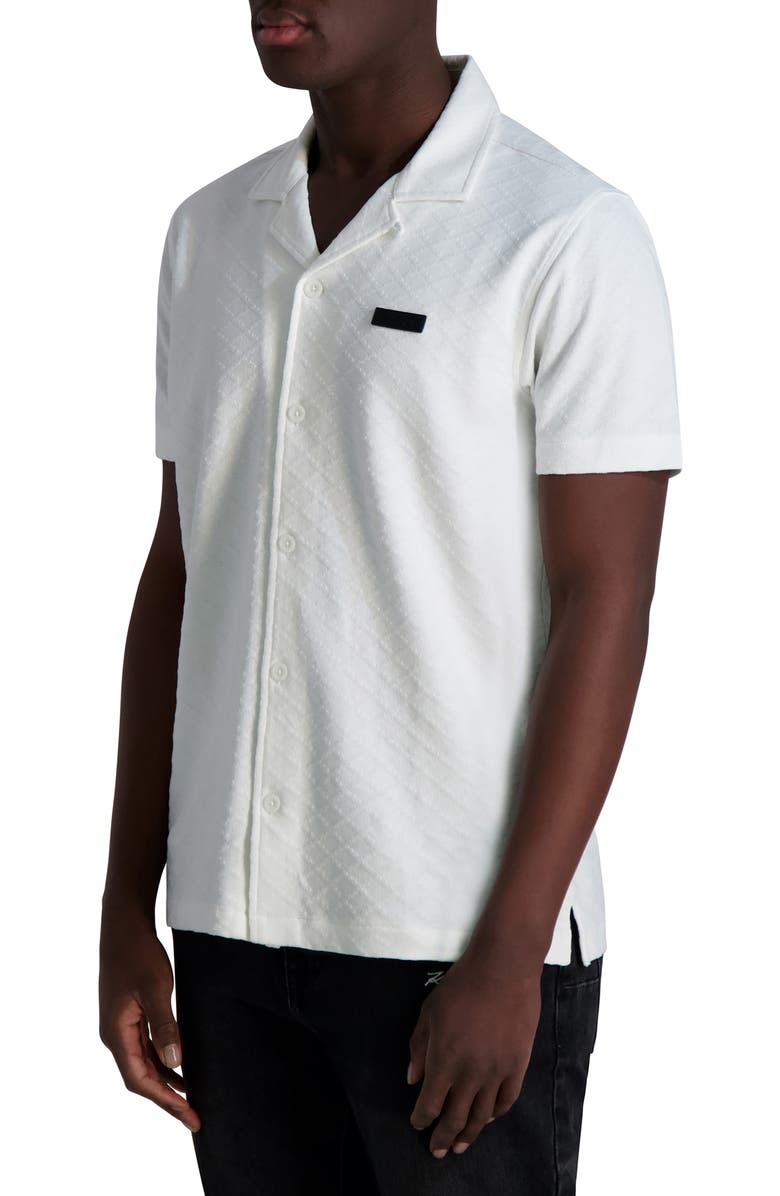 KARL LAGERFELD PARIS Diamond Knit Camp Shirt, Alternate, color,