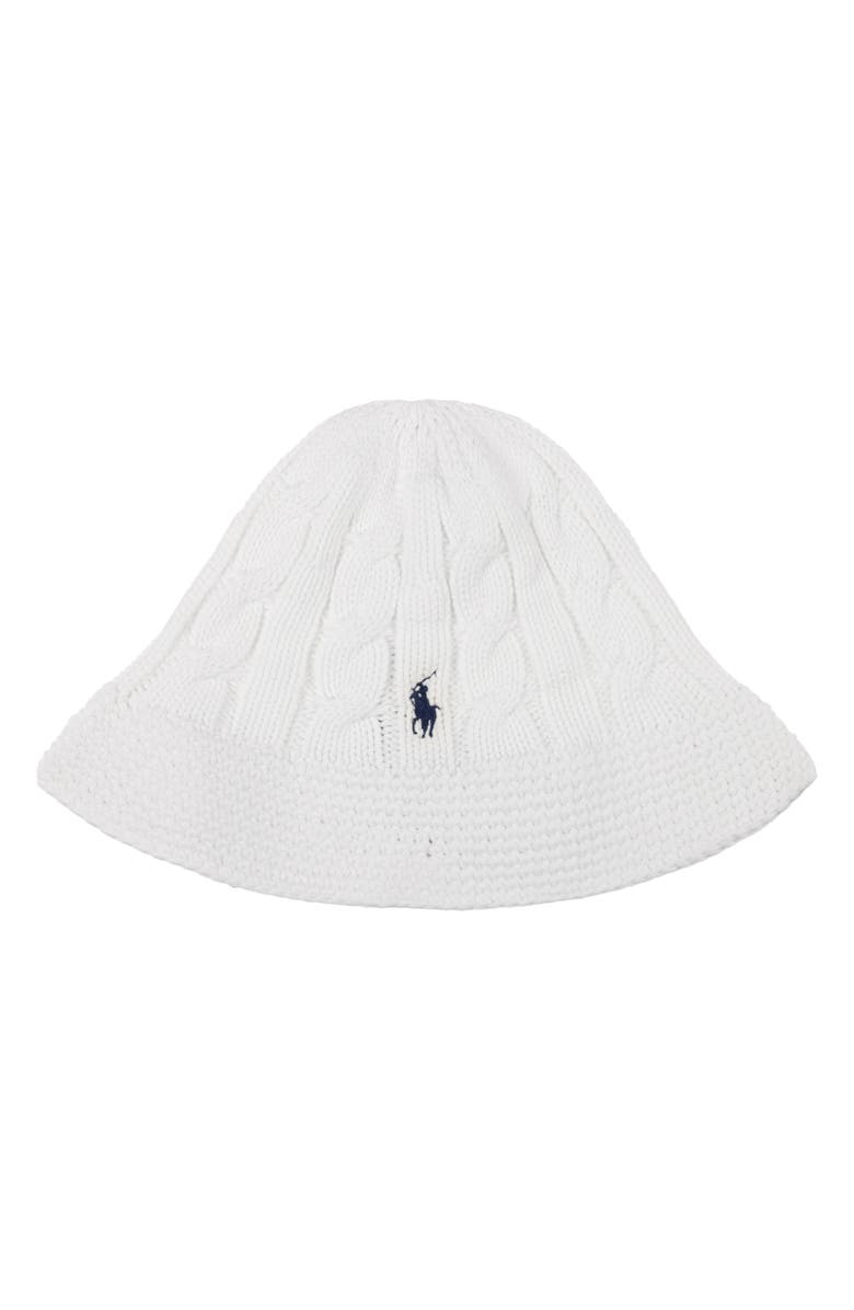 Polo Ralph Lauren Cable Stitch Bucket Hat, Main, color, White
