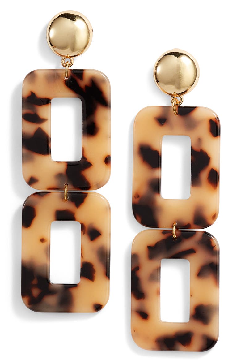 Rectangle Statement Earrings, Main, color, TORTOISE