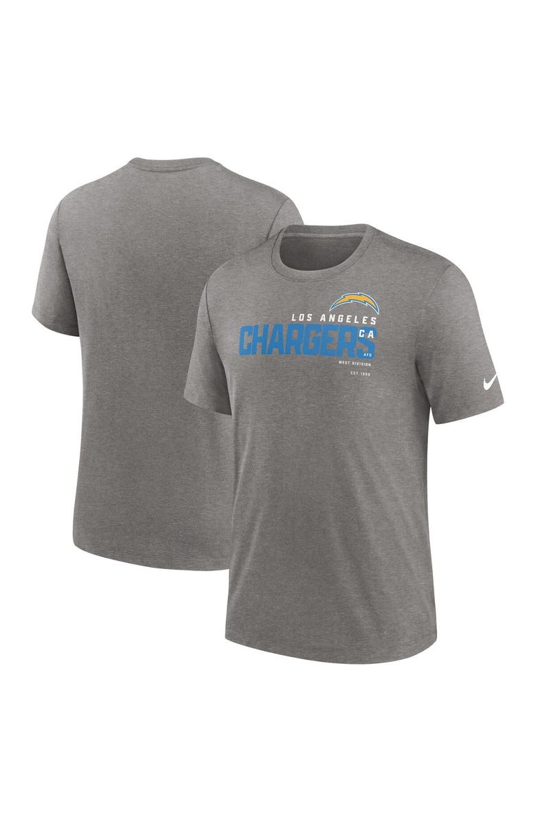 Nike Men's Nike Heather Charcoal Los Angeles Chargers Team Tri-Blend T-Shirt, Main, color, Heather Charcoal