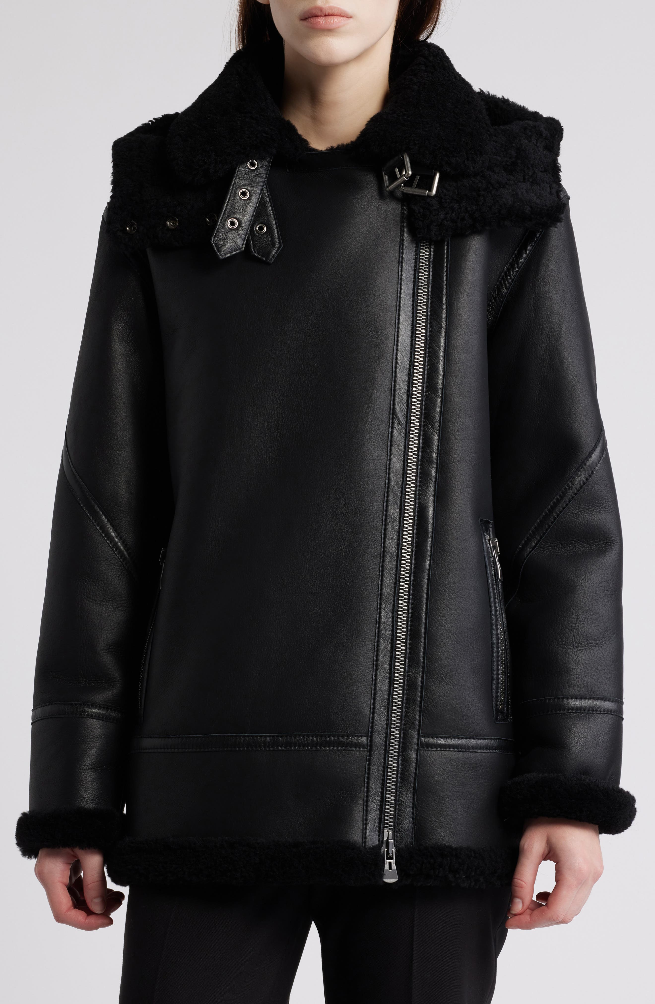 HiSO Martina Genuine Shearling Coat with Removable Hood