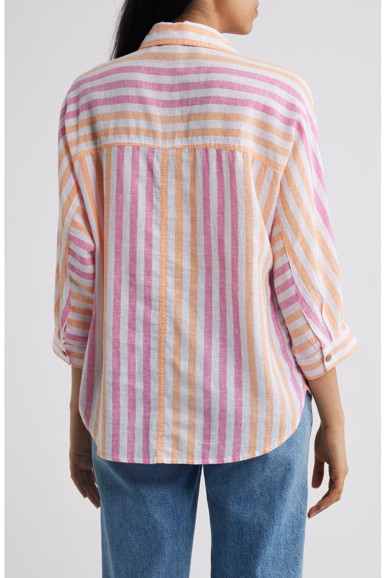 Wesley Linen & Cotton Shirt, Alternate, color, PINK TANGERINE