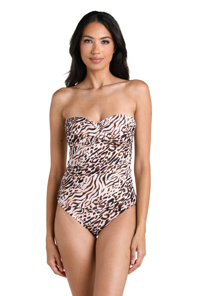 Fierce Territory Bandeau Tankini Top, Alternate, color, TAUPE