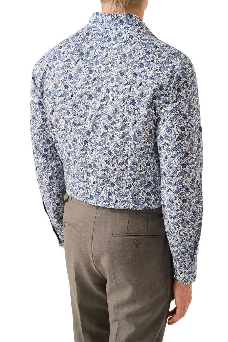 Slim Fit Paisley Print Cotton Dress Shirt, Alternate, color, MEDIUM BLUE