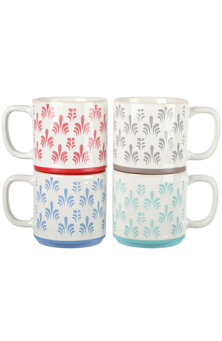 Gibson Home Morning Mist 4 Piece 18 Ounce Stoneware Mug Set, Main, color, Red