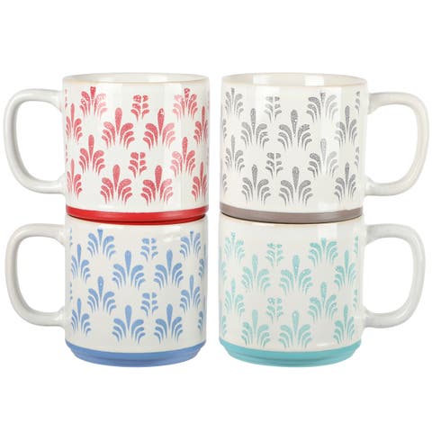 Morning Mist 4 Piece 18 Ounce Stoneware Mug Set