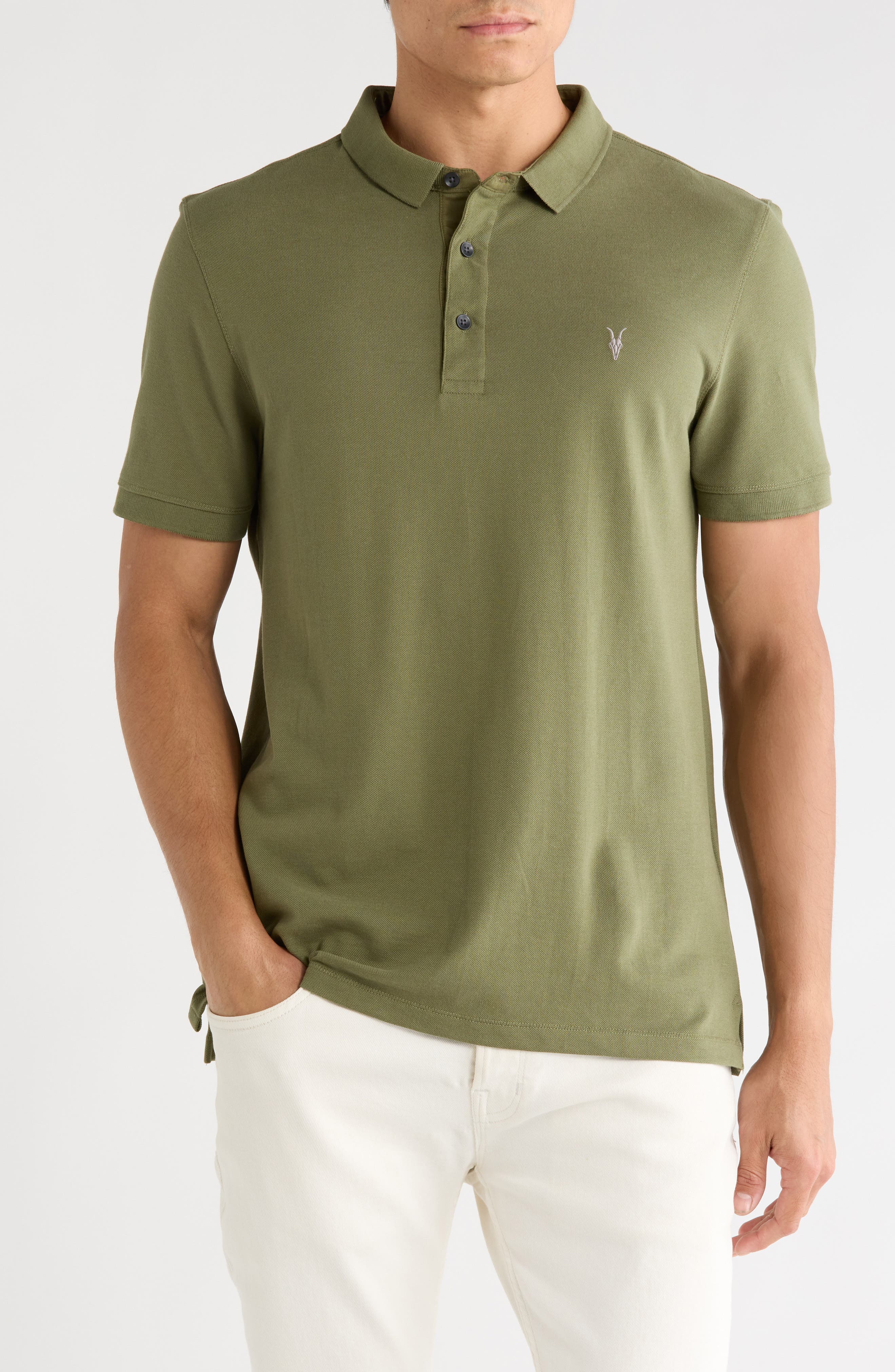 AllSaints Form Cotton Polo