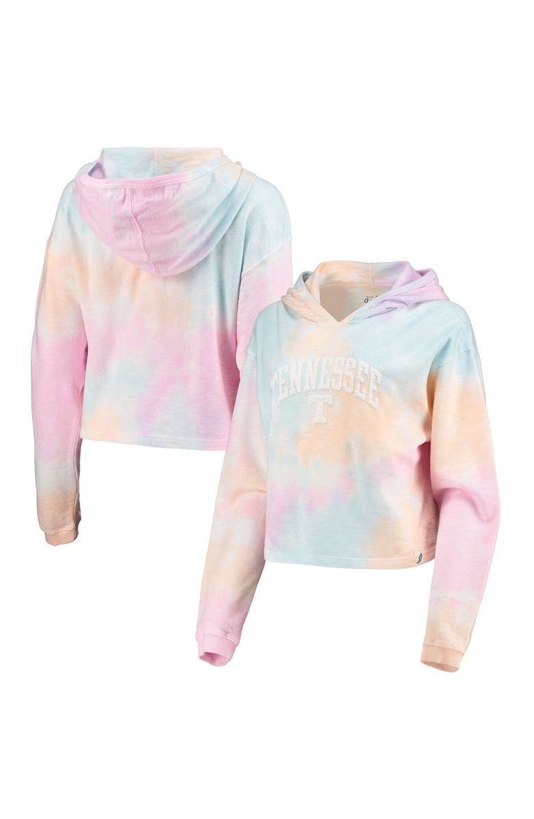 LEAGUE COLLEGIATE WEAR Women's League Collegiate Wear Pink/White Tennessee Volunteers Tie-Dye Cropped Pullover Hoodie, Alternate, color, 