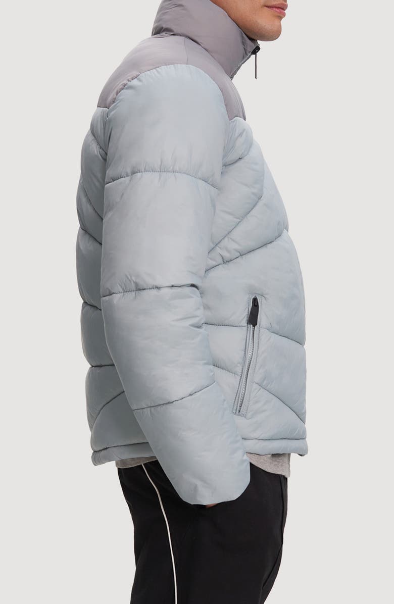 Noize Vincent Colorblock Faux Shearling Lined Puffer Jacket, Alternate, color, 