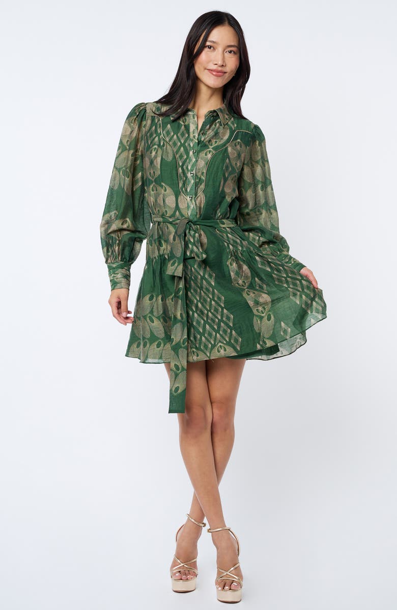 CIEBON Abbott Long Sleeve Shirtdress, Alternate, color, Green