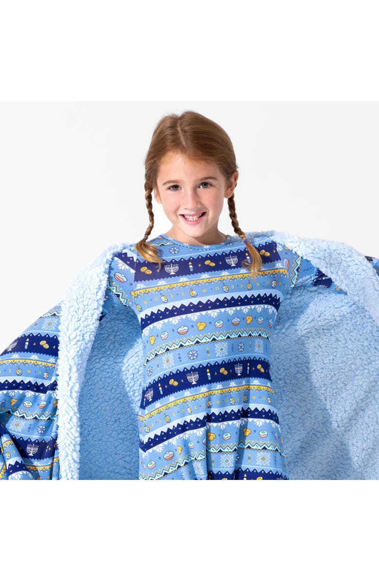 Bellabu Bear Kids' Hanukkah Fair Isle Long Sleeve Dress, Alternate, color, Hanukkah Fair Isle