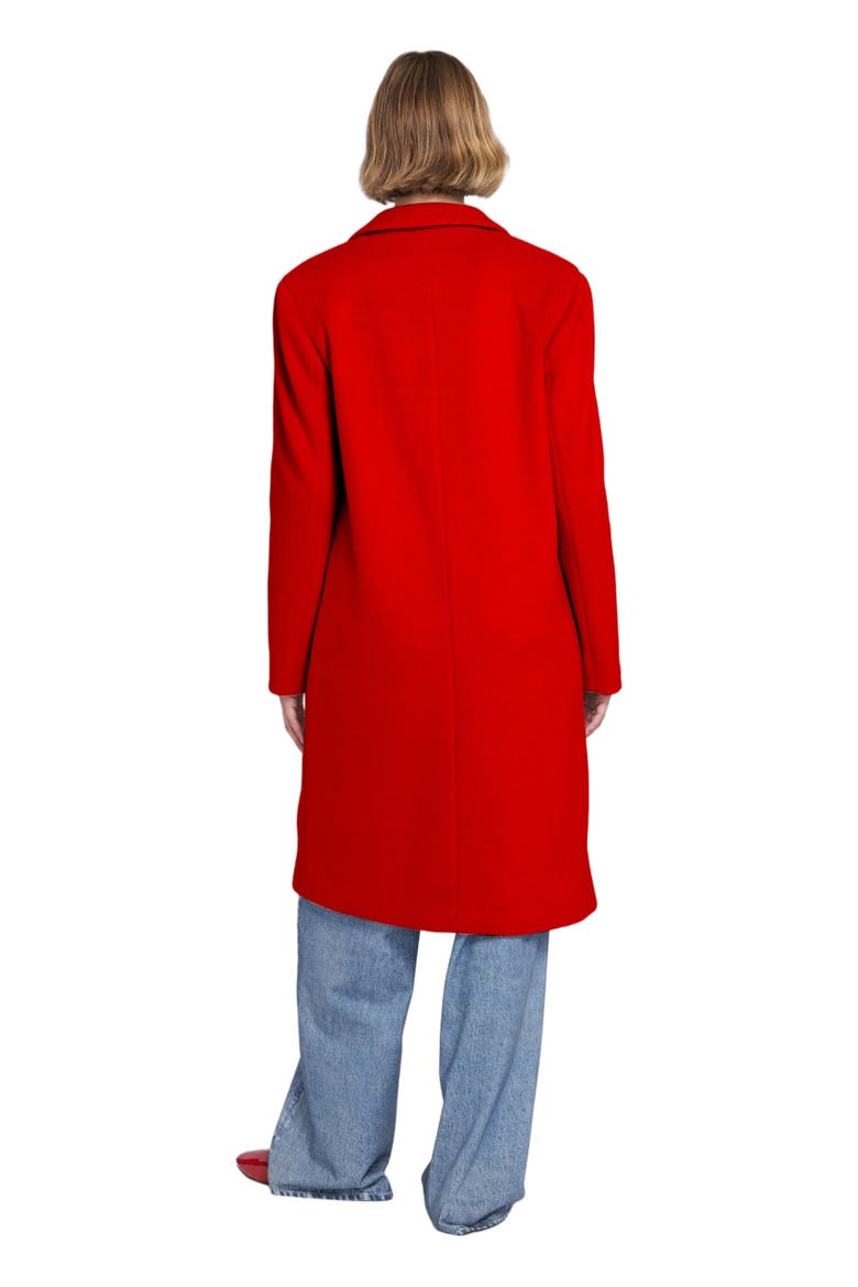 Melton Coat With Printed Lining Trench, Alternate, color, Red Amour