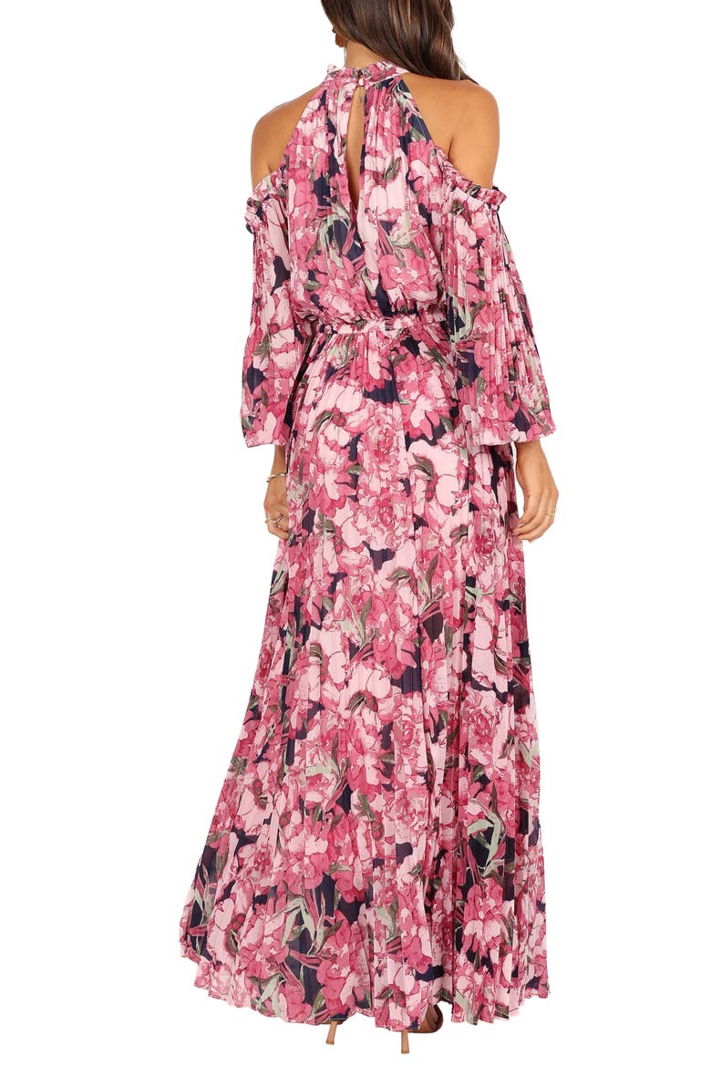 Hilary Floral Cold Shoulder Long Sleeve Maxi Dress, Alternate, color, PINK FLORAL
