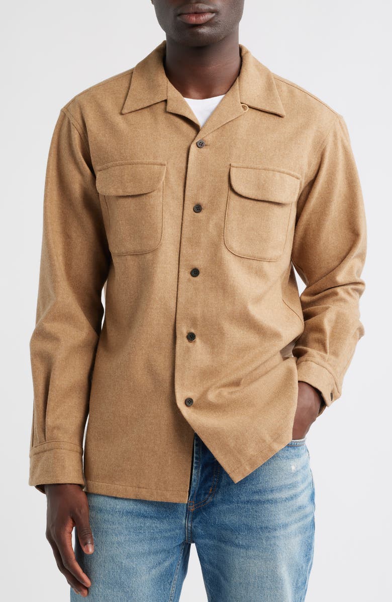 Pendleton Board Wool Flannel Button-Up Shirt, Alternate, color, Tan Mix