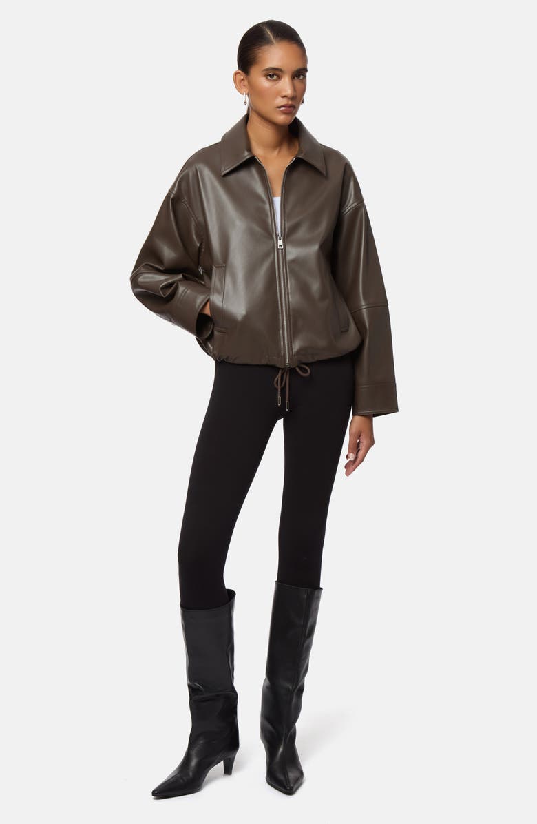 Apparis Ada Faux Leather Bomber Jacket, Alternate, color, Deep Brown