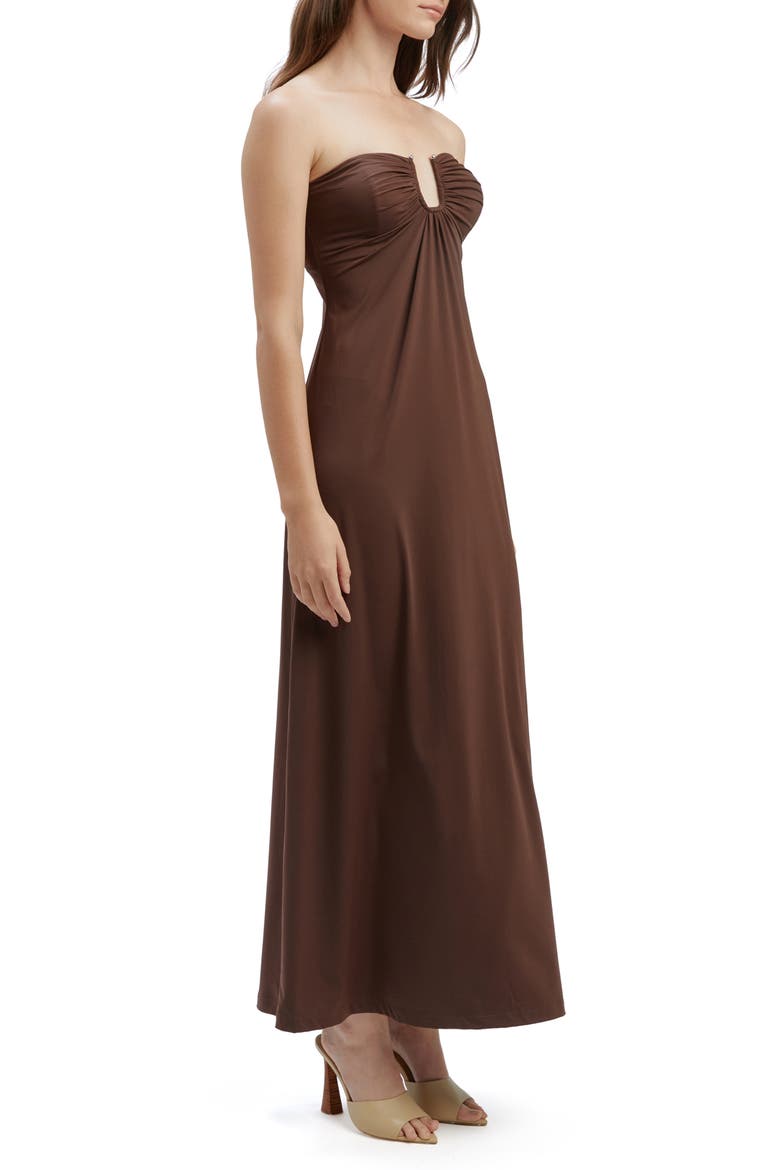 Carolena Strapless Midi Dress, Alternate, color, CHOCOLATE