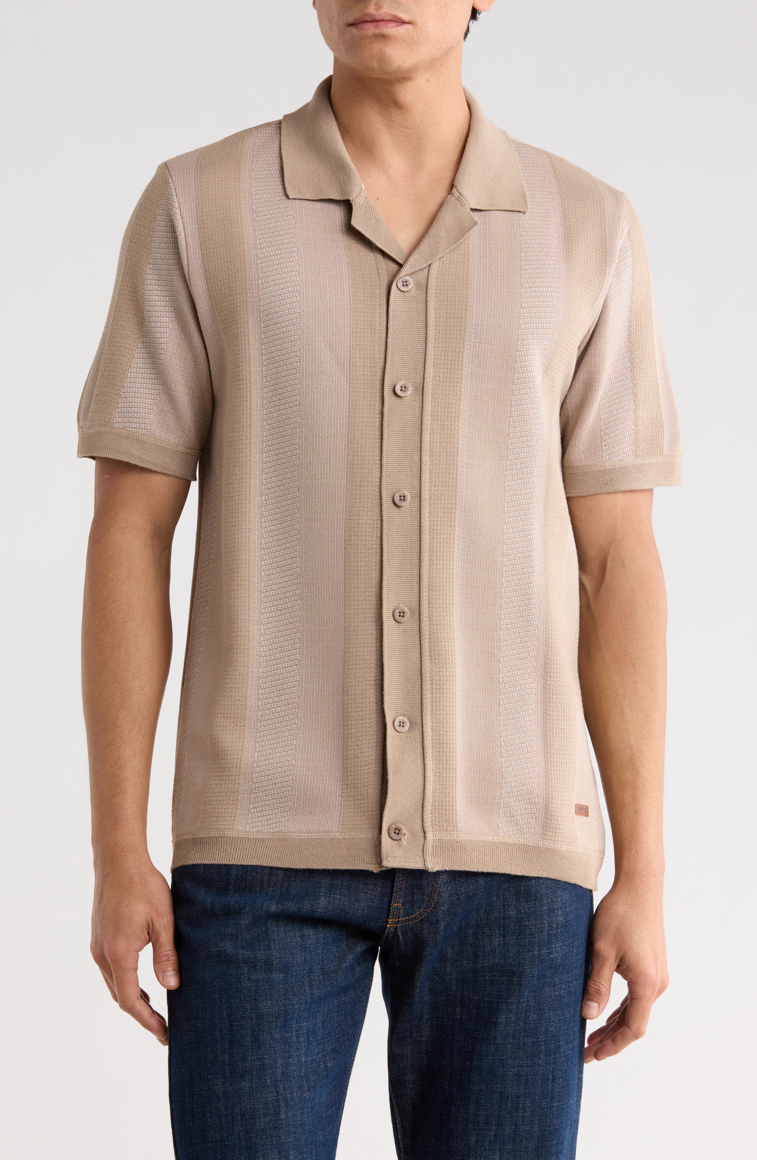 Buffalo Jeans Wotison Short Sleeve Knit Button-Up Shirt