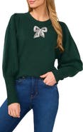 CeCe Sequin Bow Detail Sweater