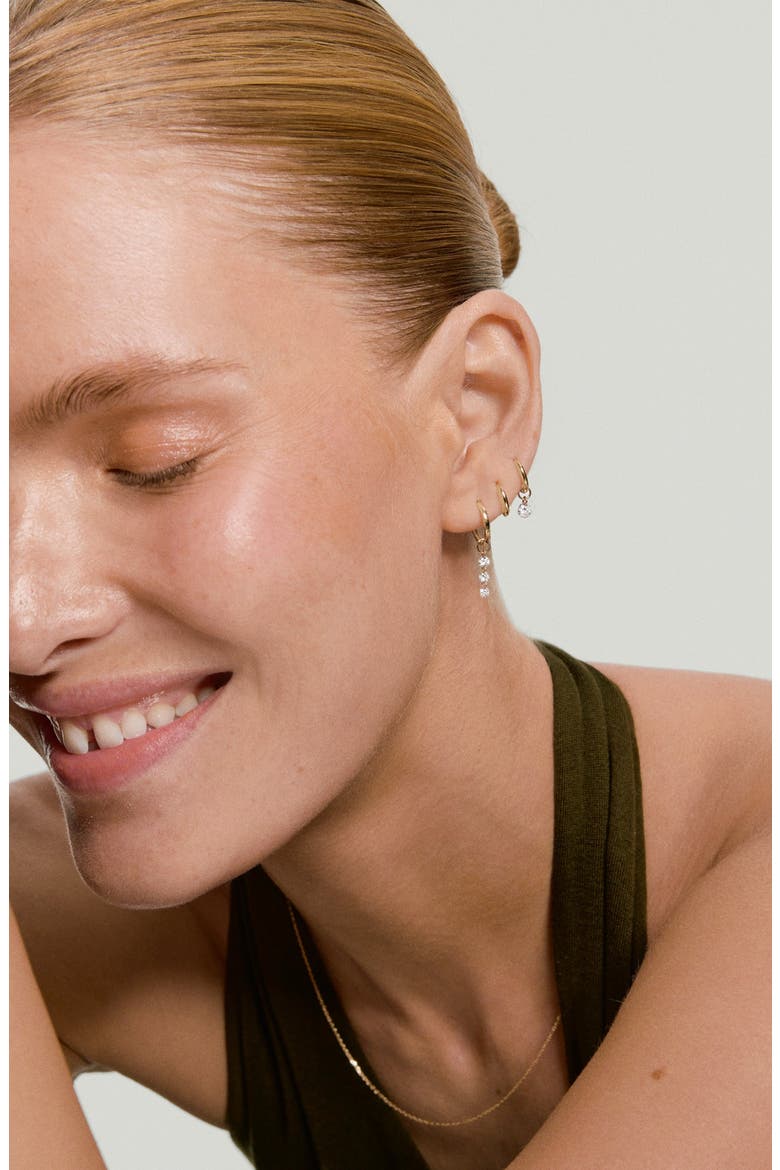 Triple Set Lab Grown Diamond Hoop Charm, Alternate, color, Yellow Gold