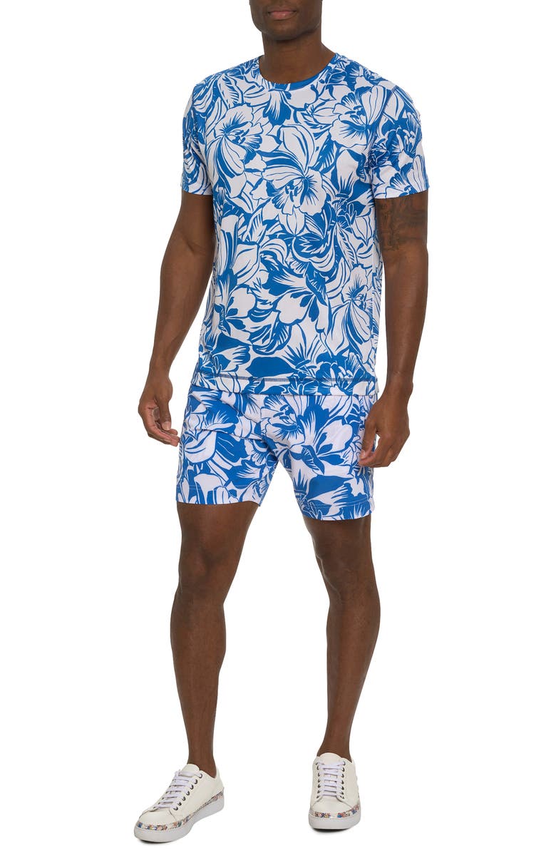 Robert Graham Beach Hibiscus Print Performance T-Shirt, Alternate, color, 
