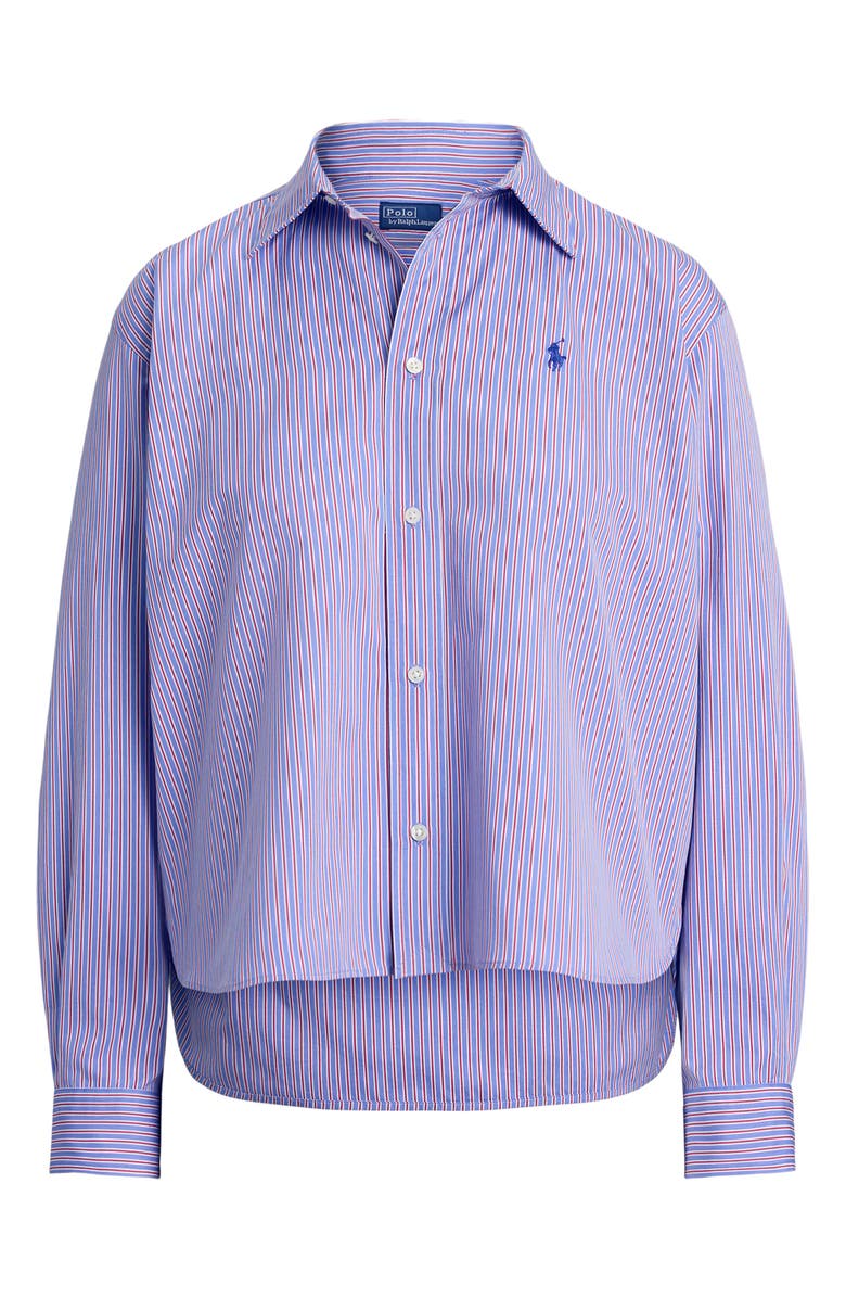 Polo Ralph Lauren Stripe Cotton Oxford High-Low Button-Up Shirt, Alternate, color,