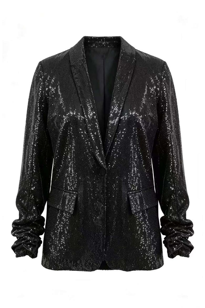 Sequined Open Front Blazer, Main, color, BLACK