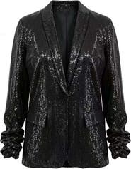 WDNY Sequined Open Front Blazer