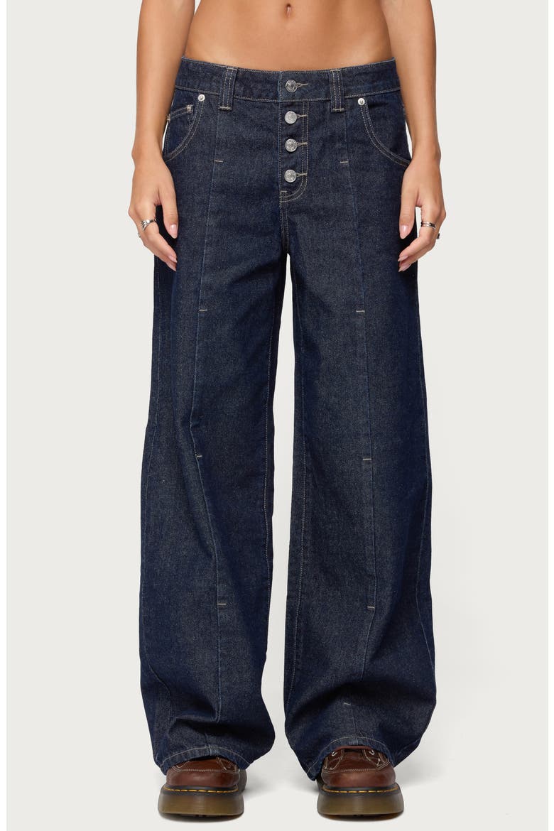 Polley Low Rise Wide Leg Jeans, Main, color, DARK-BLUE-WASHED