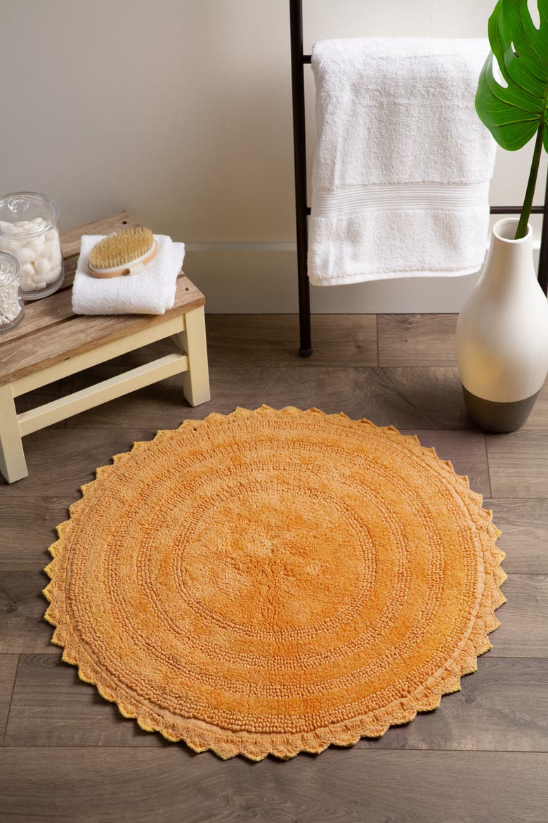 Round Crochet Bath Mat 27.5" Diameter, Alternate, color, Yellow