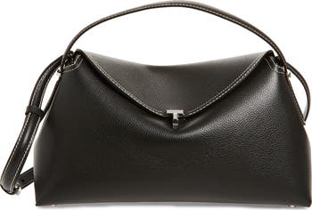 T-Lock leather top handle black – TOTEME