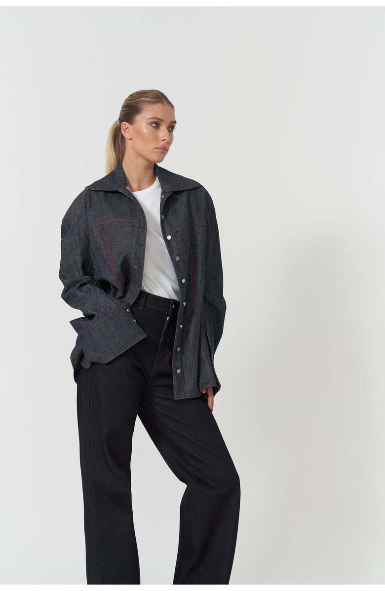 Jendue Harvey Comfort Denim Shirt -Stylish Unisex Jean Shirt, Main, color, Deep Blue