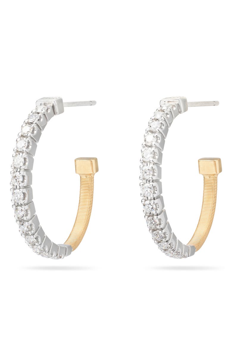 Marco Bicego Masai 18K Gold Coil & Diamond Hoop Earrings, Main, color, 18K Yellow Gold