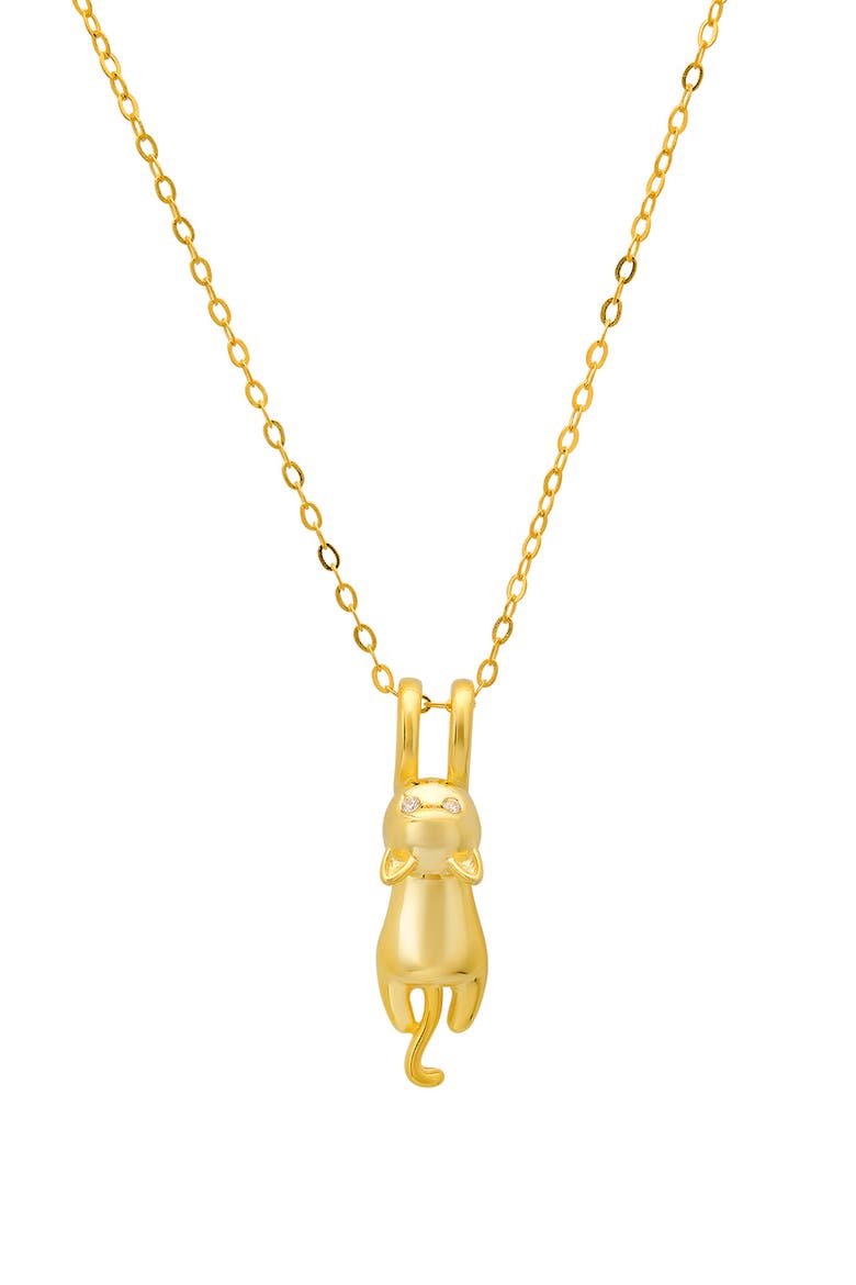 Dangling Kitty Pendant Necklace, Main, color, GOLD
