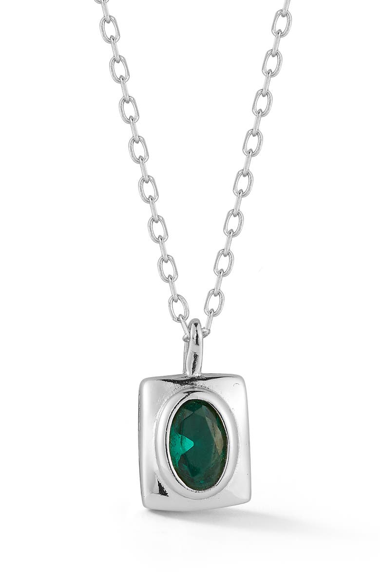 GLAZE JEWELRY Cubic Zirconia Square Pendant Necklace, Main, color, Silver