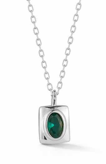 Cubic Zirconia Square Pendant Necklace