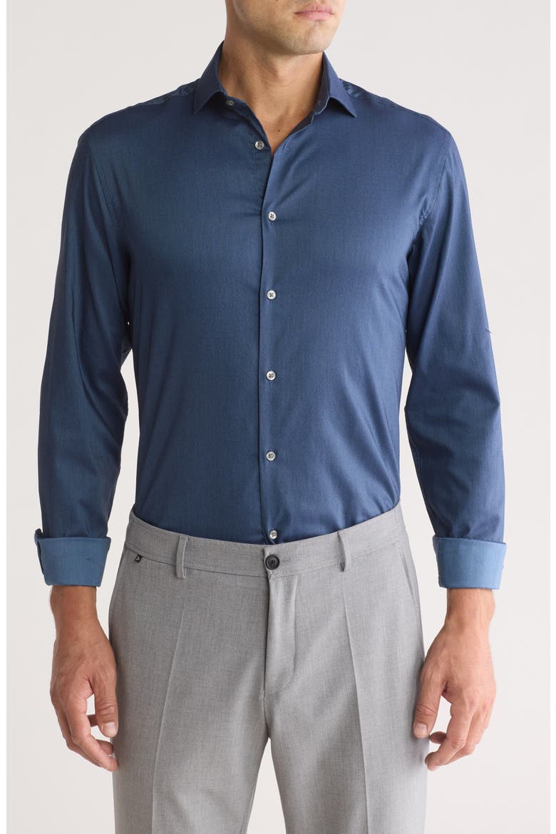 All Season Slim Fit Stretch Dress Shirt, Main, color, DUSK
