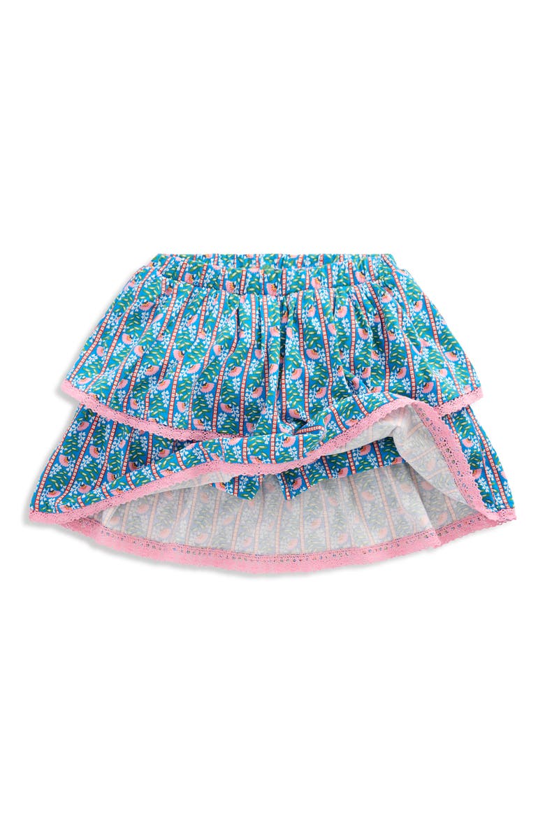 Kids' Tiered Ruffle Jersey Skort, Alternate, color, KINGFISHER BLUE FLORAL VINE