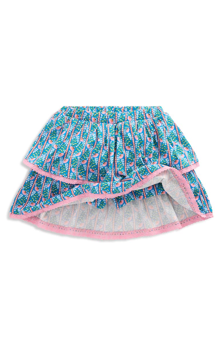 Mini Boden Kids' Tiered Ruffle Jersey Skort, Alternate, color, Kingfisher Blue Floral Vine