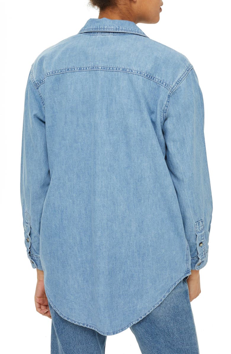 Topshop Drake Oversize Denim Shirt, Alternate, color,