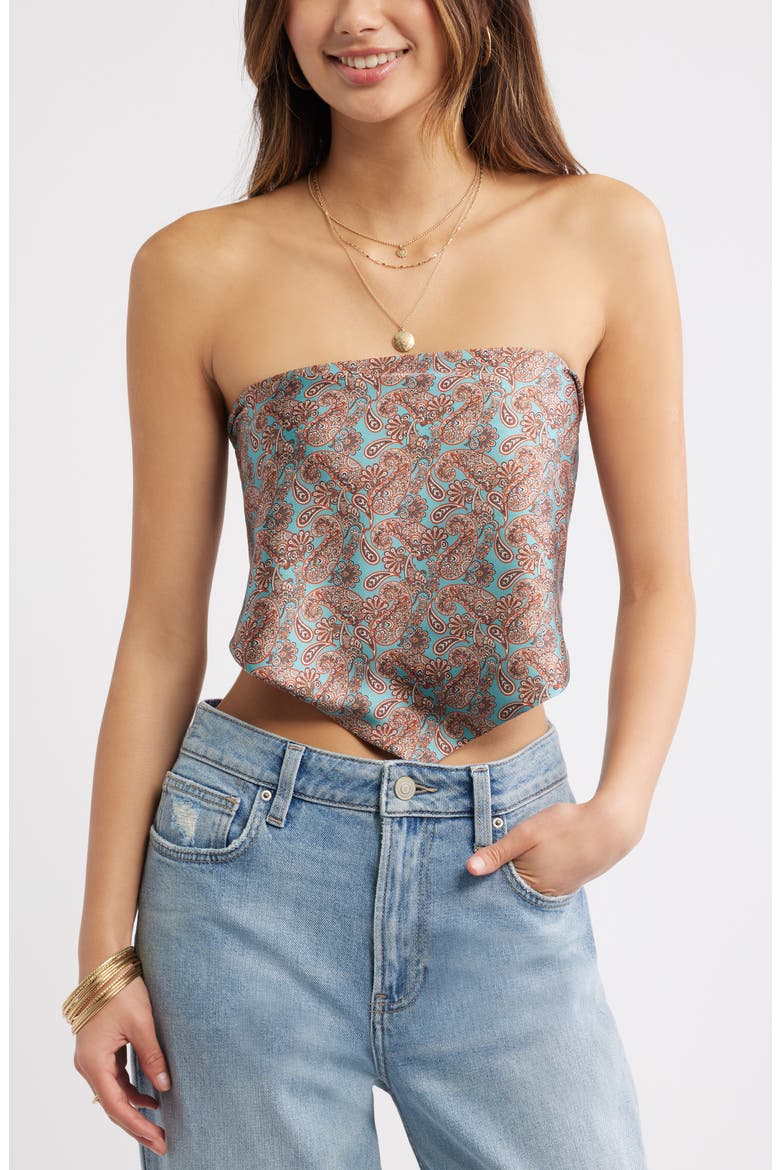 Paisley Printed Square Scarf, Alternate, color, TEAL- BROWN PAISLEY