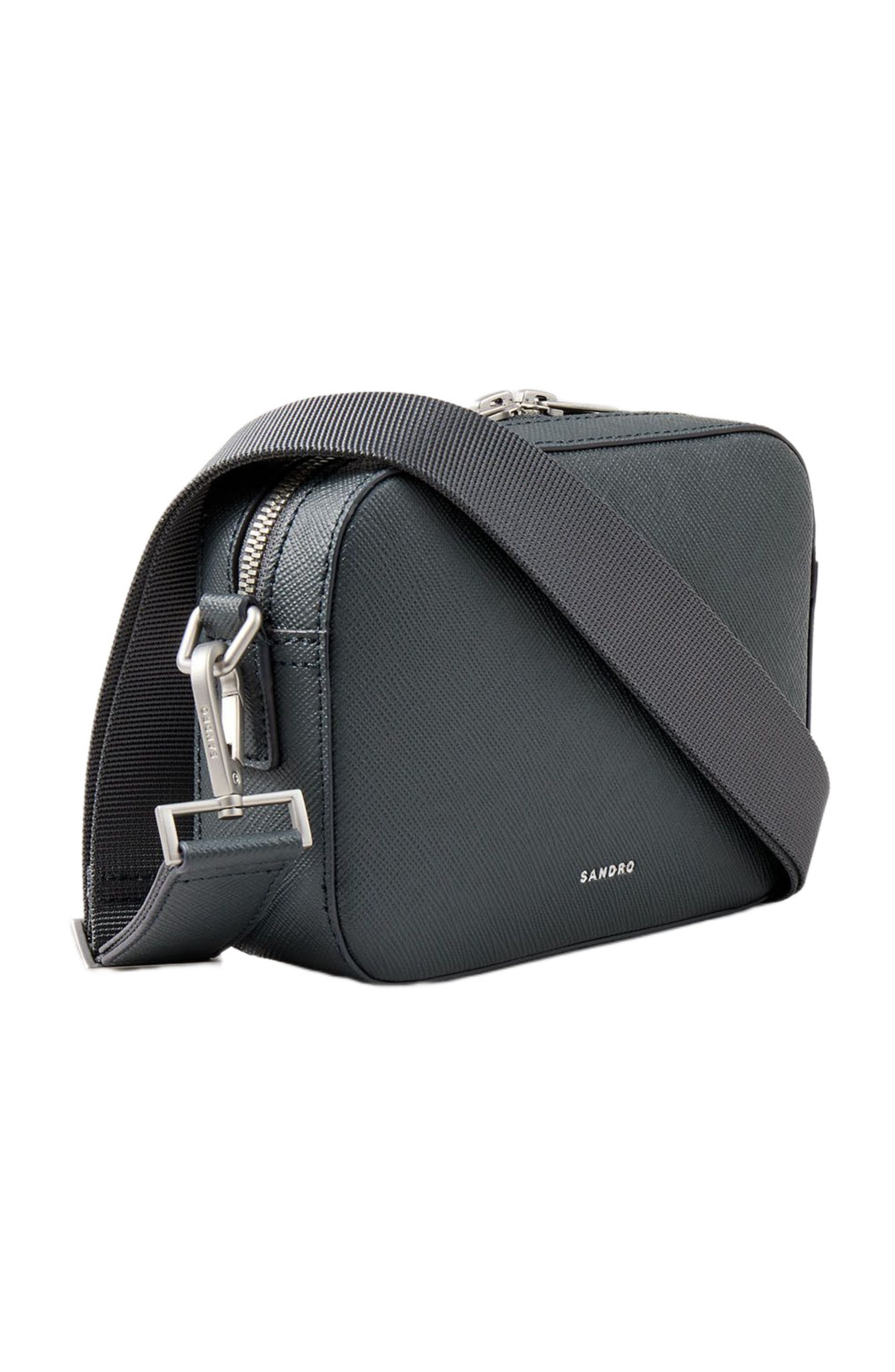 SANDRO Small reconstituted leather bag, Alternate, color, Steel