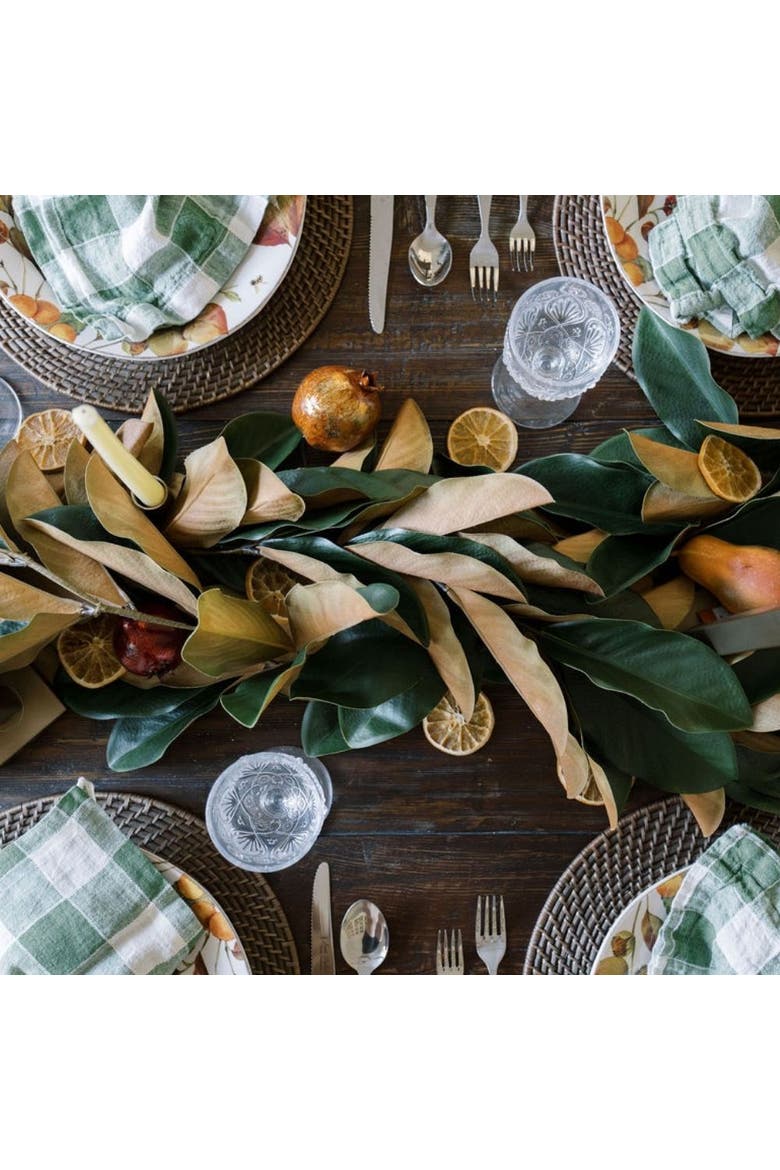 9' Faux Green Magnolia Leaf Garland, Alternate, color, Green