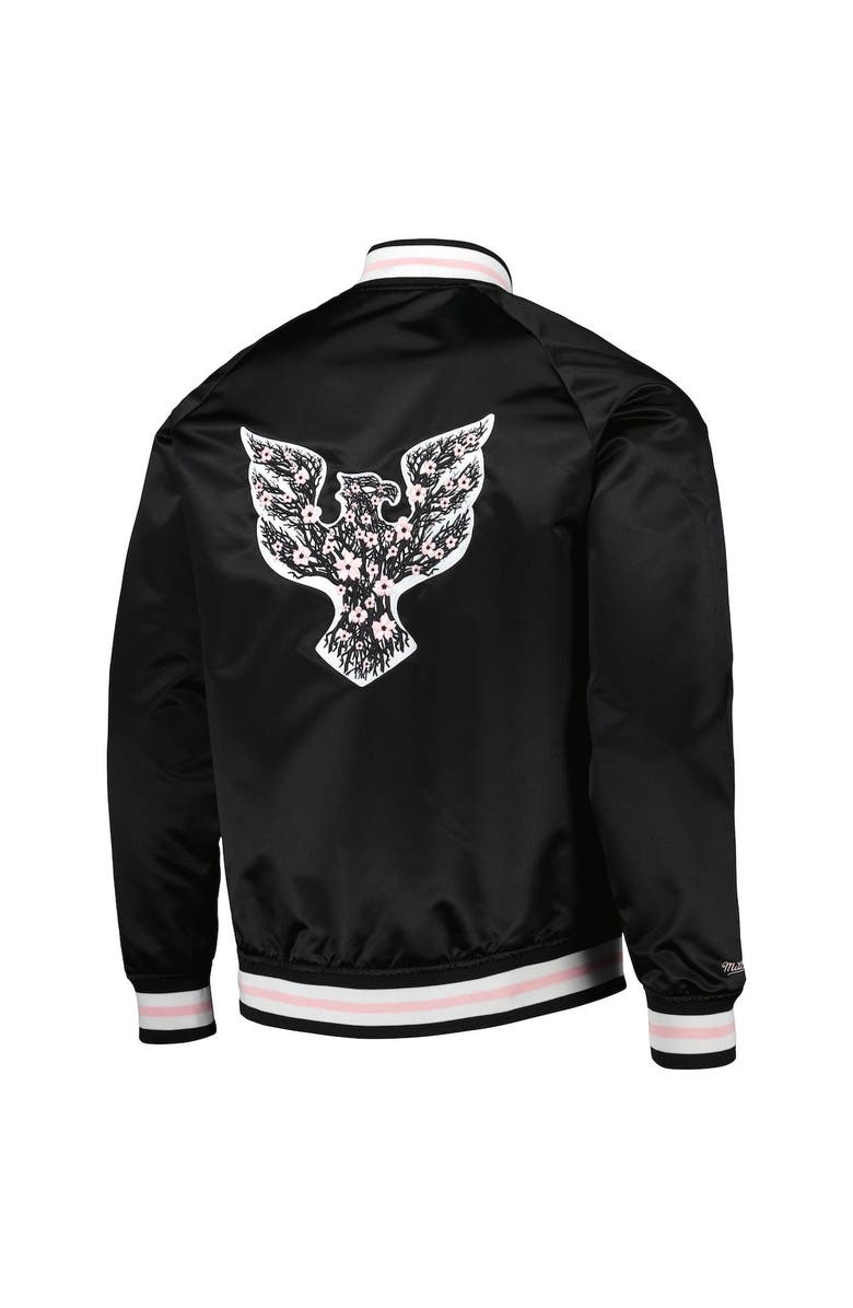 Mitchell & Ness Men's Mitchell & Ness Black D.C. United Cherry Blossom Satin Full-Snap Jacket, Alternate, color, 