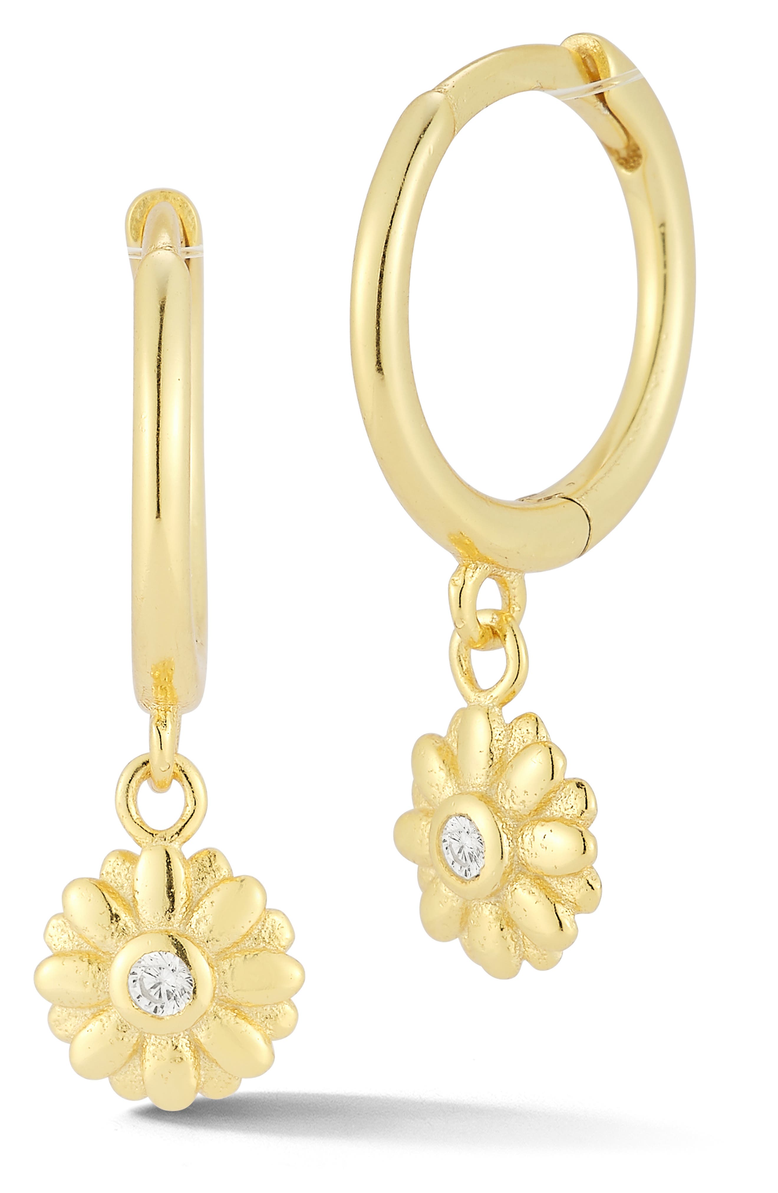 GLAZE JEWELRY Cubic Zirconia Flower Huggie Hoop Earrings