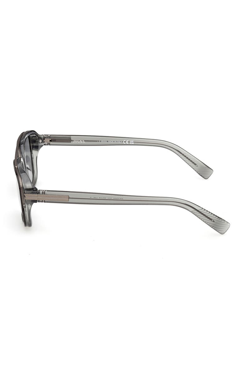 55mm Geometric Sunglasses, Alternate, color, TRANSPARENT GREY / RUTHENIUM