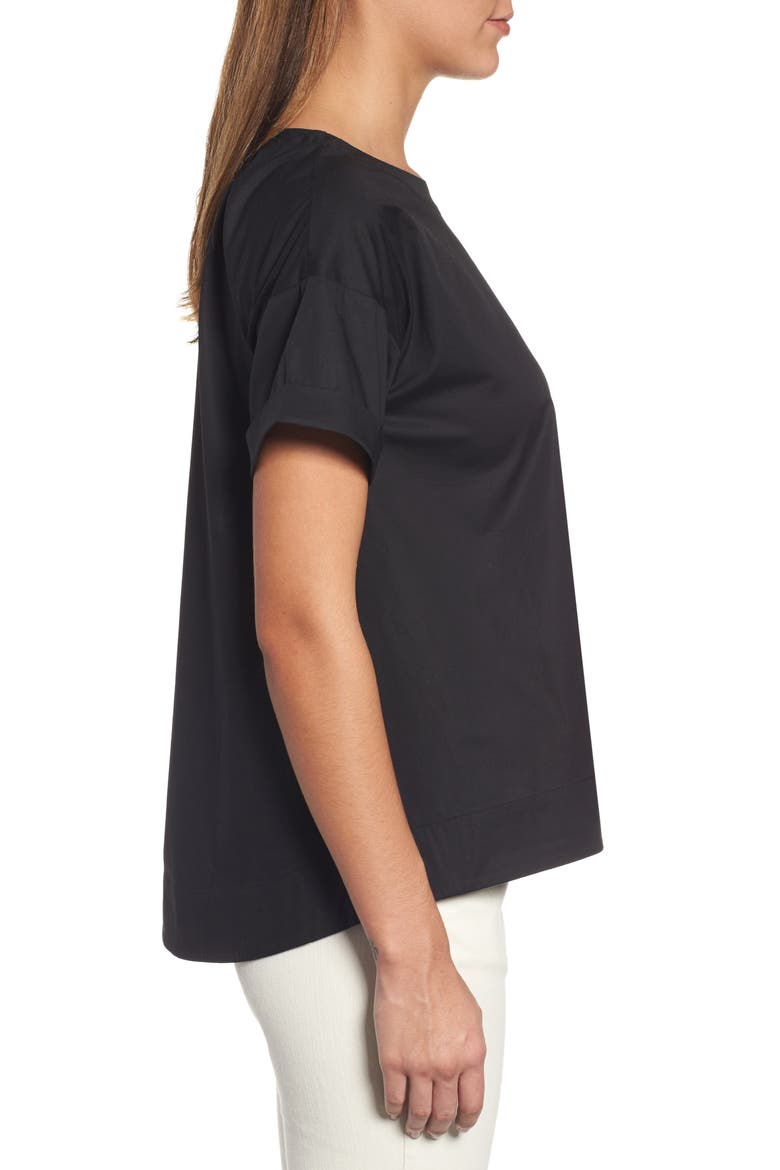 Stretch Organic Cotton Top, Alternate, color, BLACK