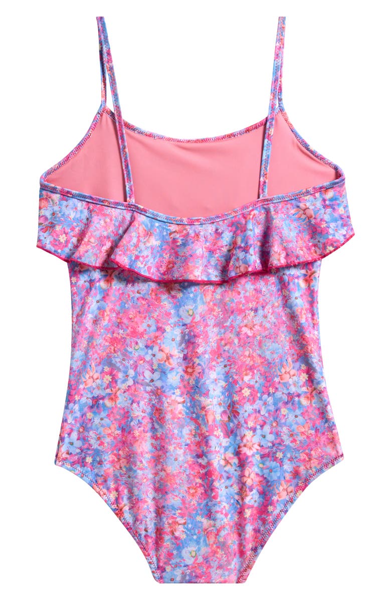 Boardies Kids' Ditzy Ruffle One-Piece Swimsuit, Alternate, color, Pink Floral
