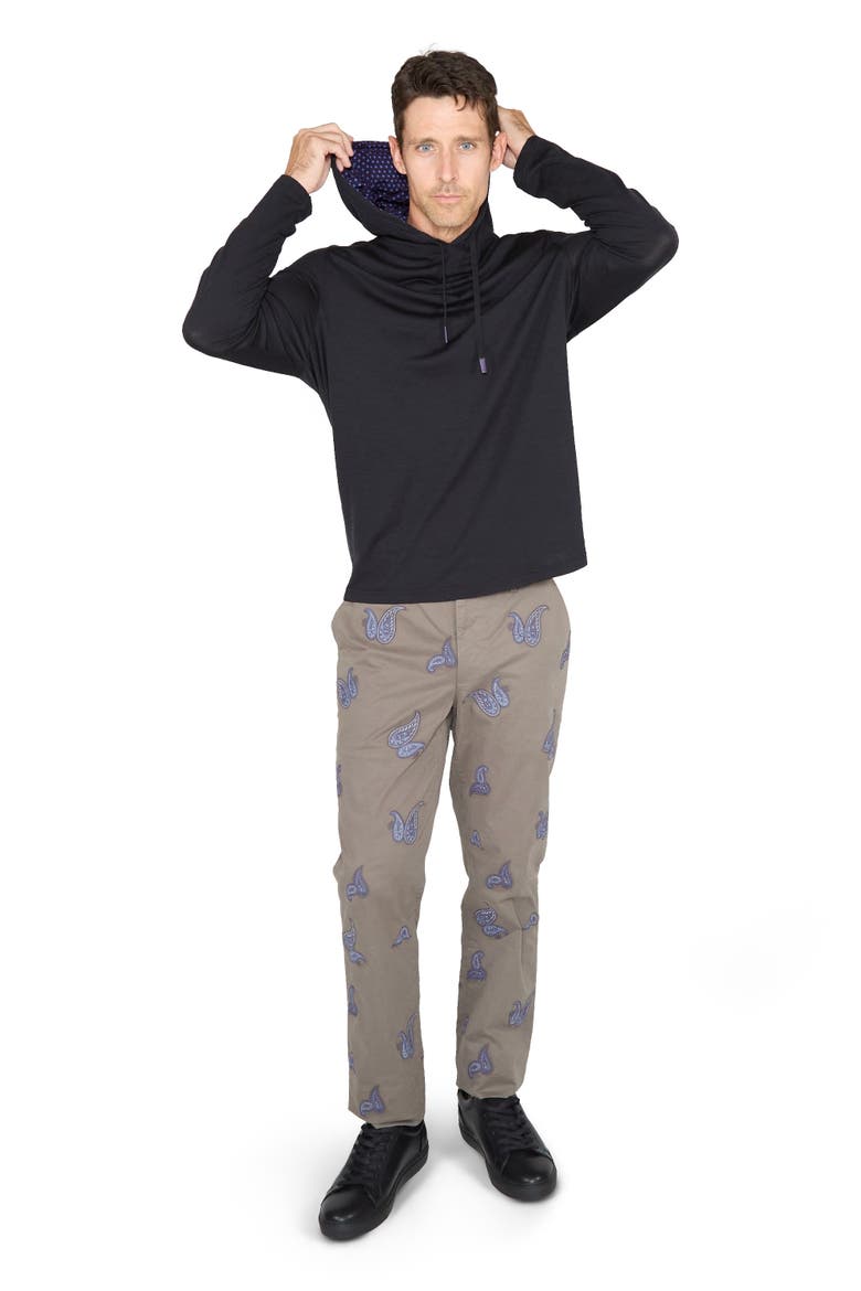 Hugo Extra Fine Merino Wool Lightweight Hoodie, Alternate, color, Black