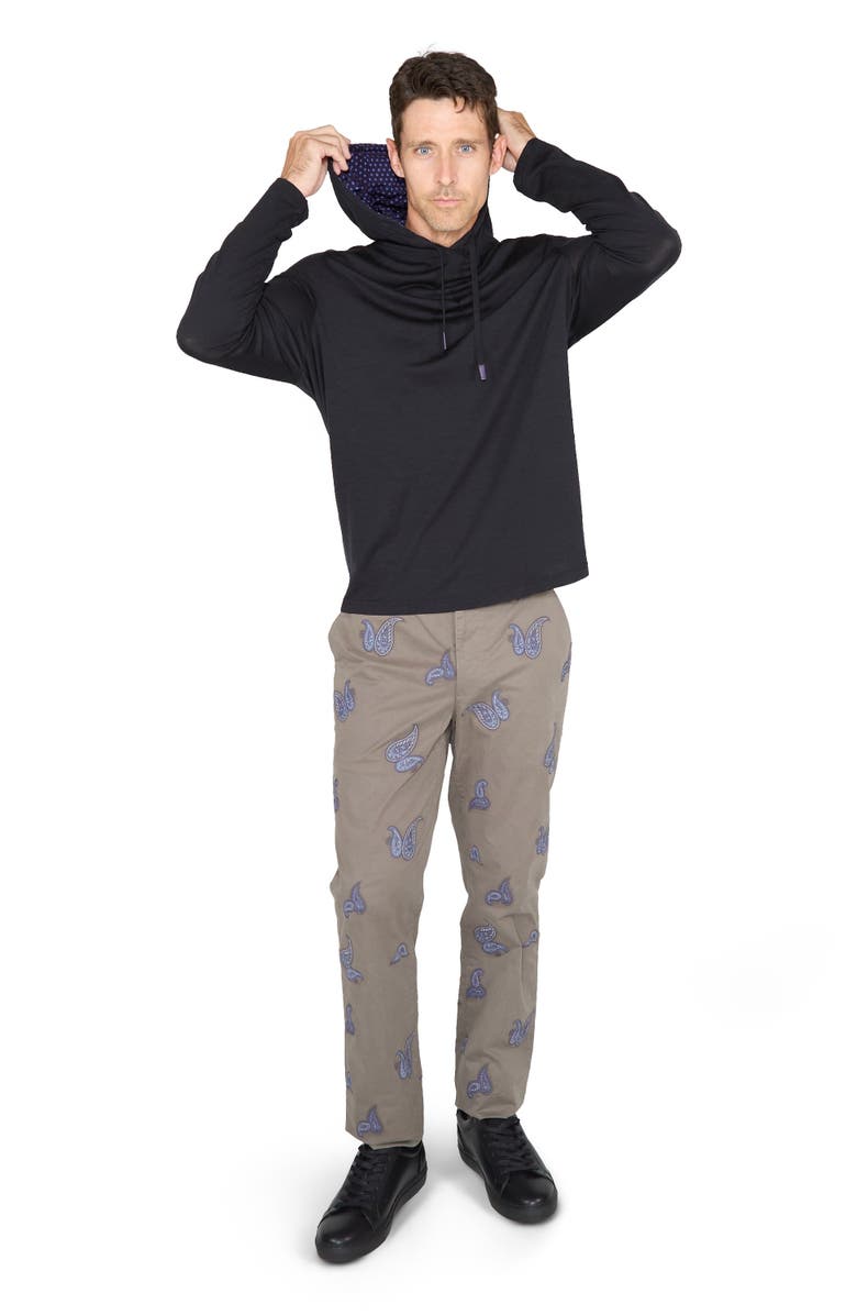 Lords of Harlech Hugo Extra Fine Merino Wool Lightweight Hoodie, Alternate, color, Black