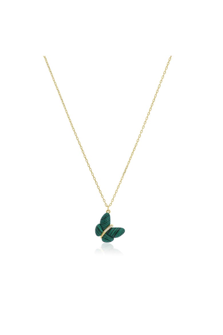 Asymmetrical Malachite Butterfly Necklace, Main, color, Malachite